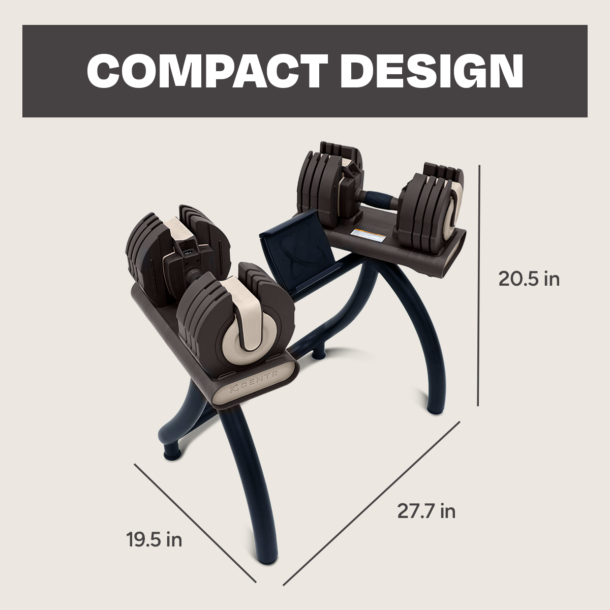 Centr Smart Stack 5-50 Adjustable Dumbbell (Pair) with Stand