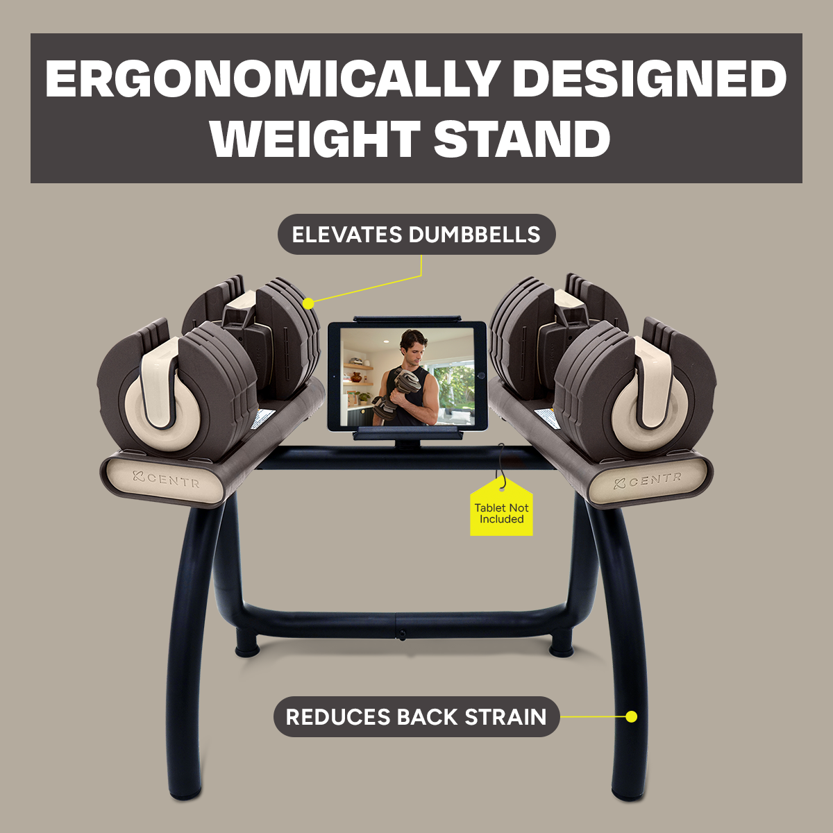 Centr Smart Stack 5-50 Adjustable Dumbbell (Pair) with Stand