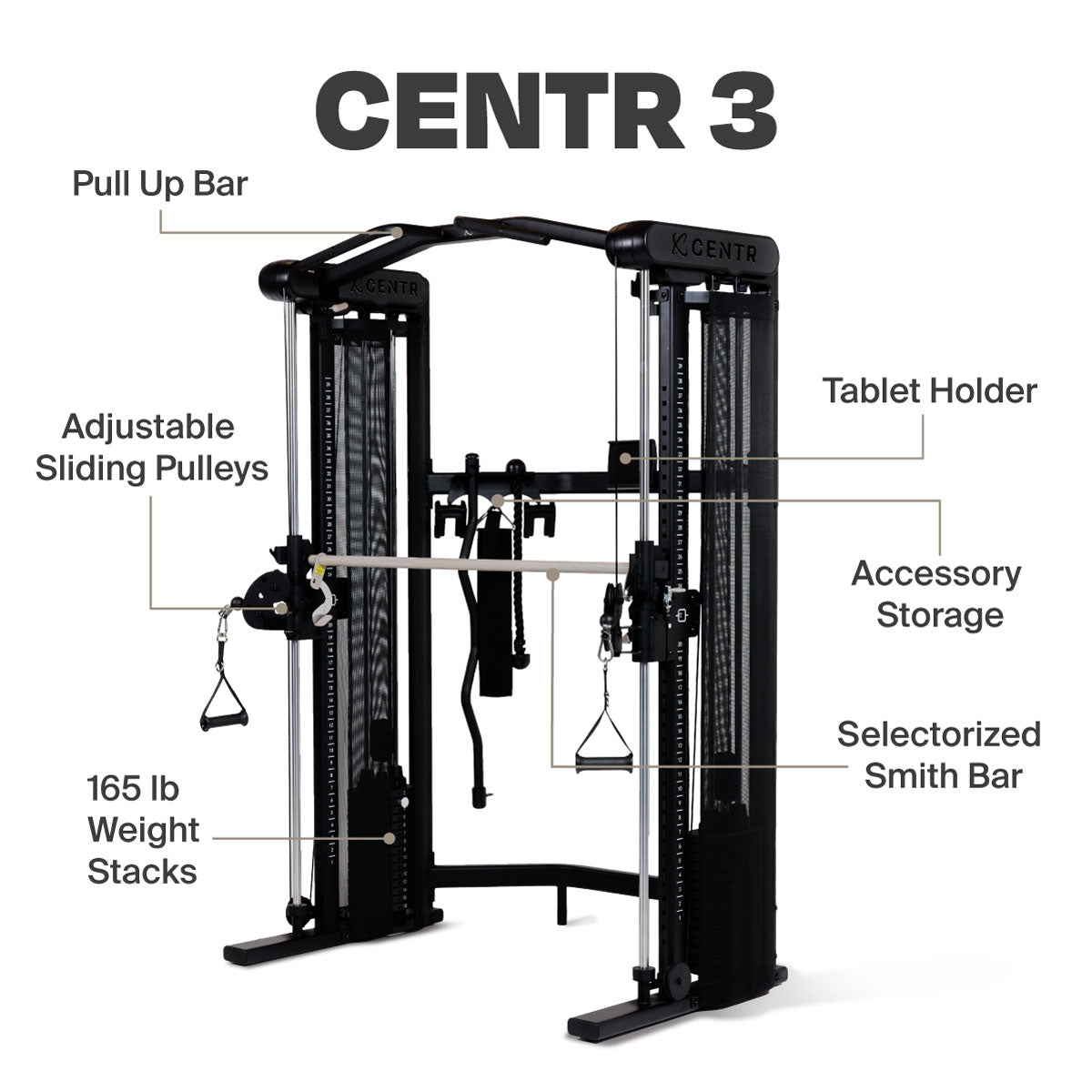 Centr Home Gym Functional Trainer with Smith Bar Dual 165 lb